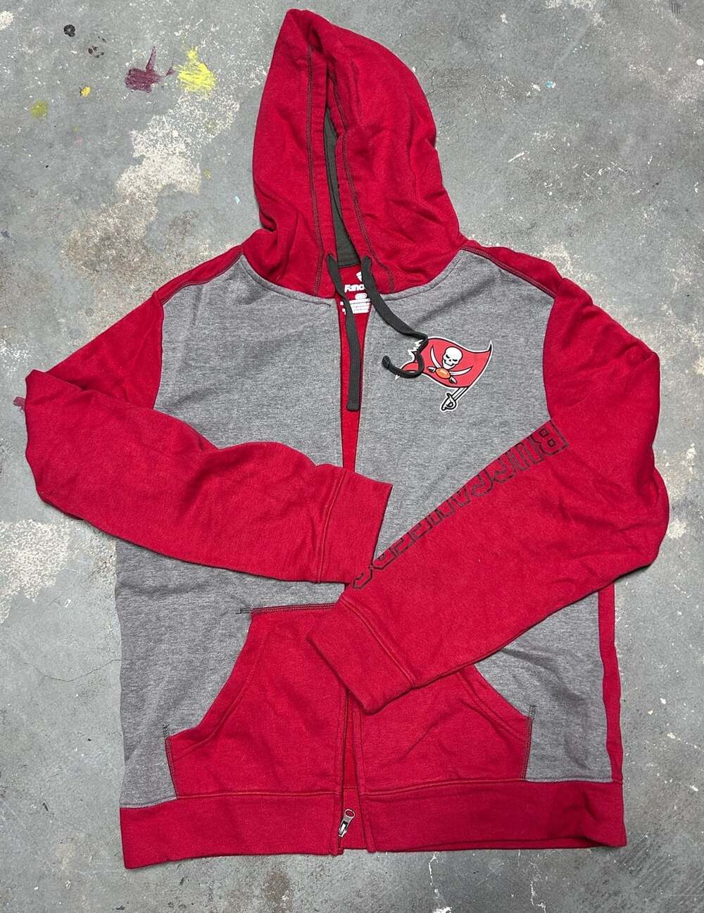 Fanatics Tampa Bay Buccaneers Full Zip Hoodie Size Large Grey Red NFL